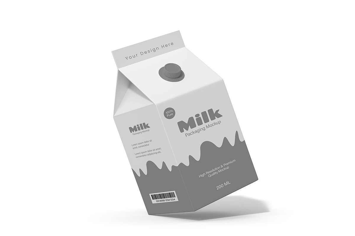 Floating Milk Box Packaging Mockup, a Product Mockup by graphypix (Photo 3 of 4)