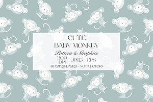 Cute Baby Monkey Seamless Pattern, a Pattern Graphic by StudioGlouna