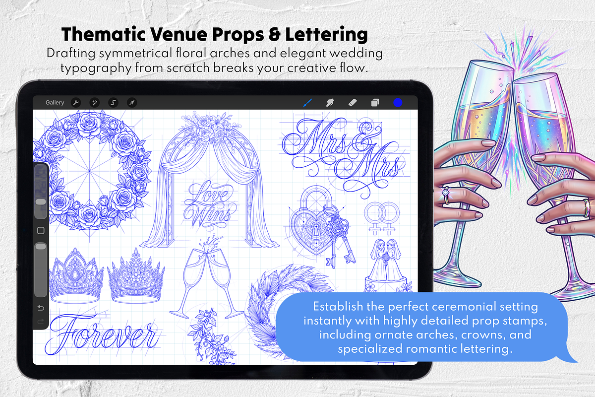 180 Lesbian Wedding Stamps Set, a Brush Add-On by Selentaori Studio (Photo 8 of 12)