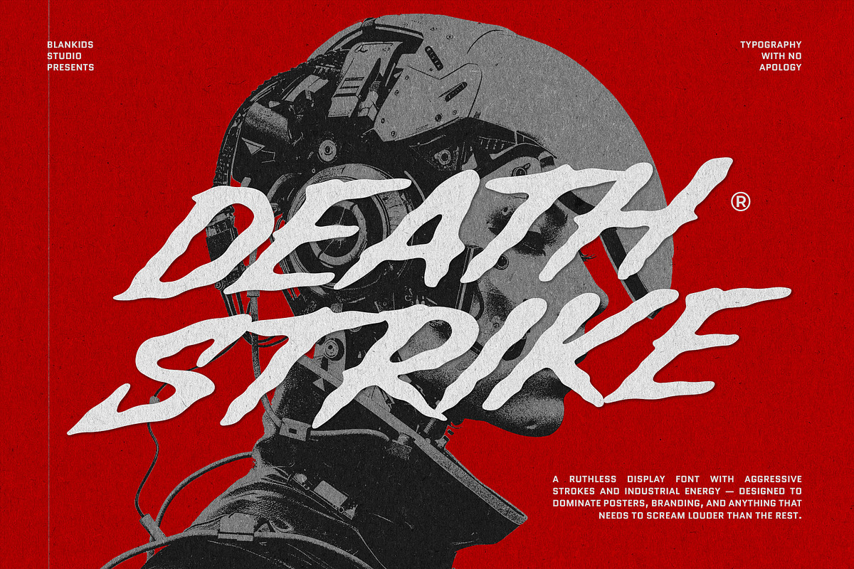 Death Strike – Aggressive Brush Font, a Blackletter Font by Blankids Studio (Photo 1 of 10)