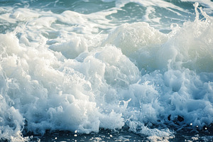 Ocean waves with foam rolling in, a Photo by Pavel_design