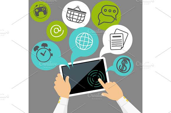 Hands Holding Digital Tablet With