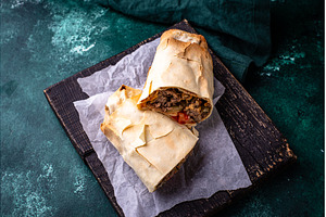 Doner kebab or shawarma with meat, a Food & Drink Photo by Yulia Furman