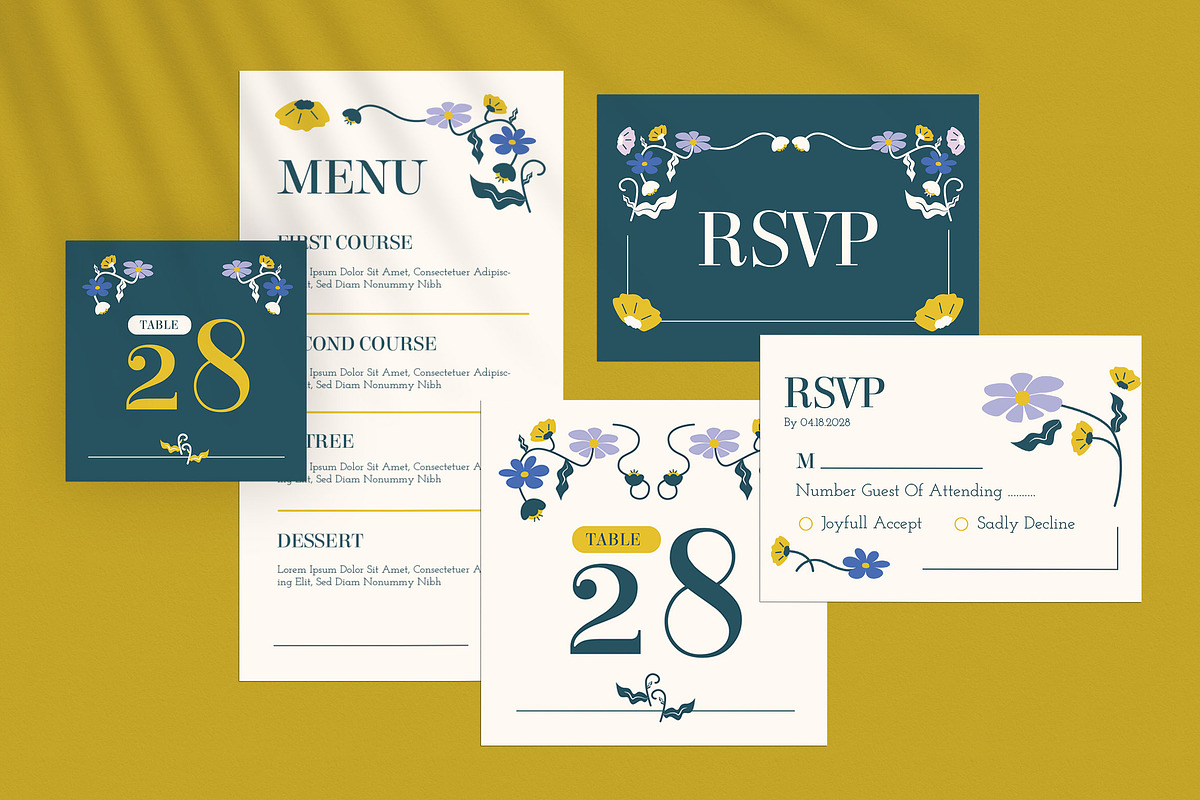 Botanical Wedding Invitation Set, an Invitation Template by Aiyari Graphic (Photo 3 of 3)