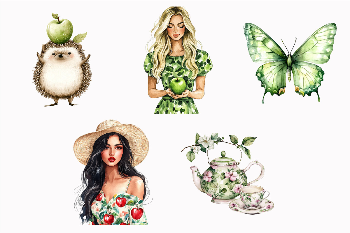 Watercolor Apple Garden Clipart, an Illustration by Design Market (Photo 4 of 4)