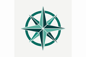 Green and White Compass on White Bac, a Graphic by Iftikhar Alam