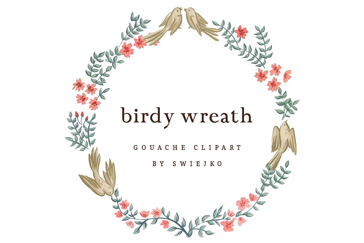 Gouache Wreath, Wedding, Birds, an Illustration by swiejko (Photo 1 of 5)