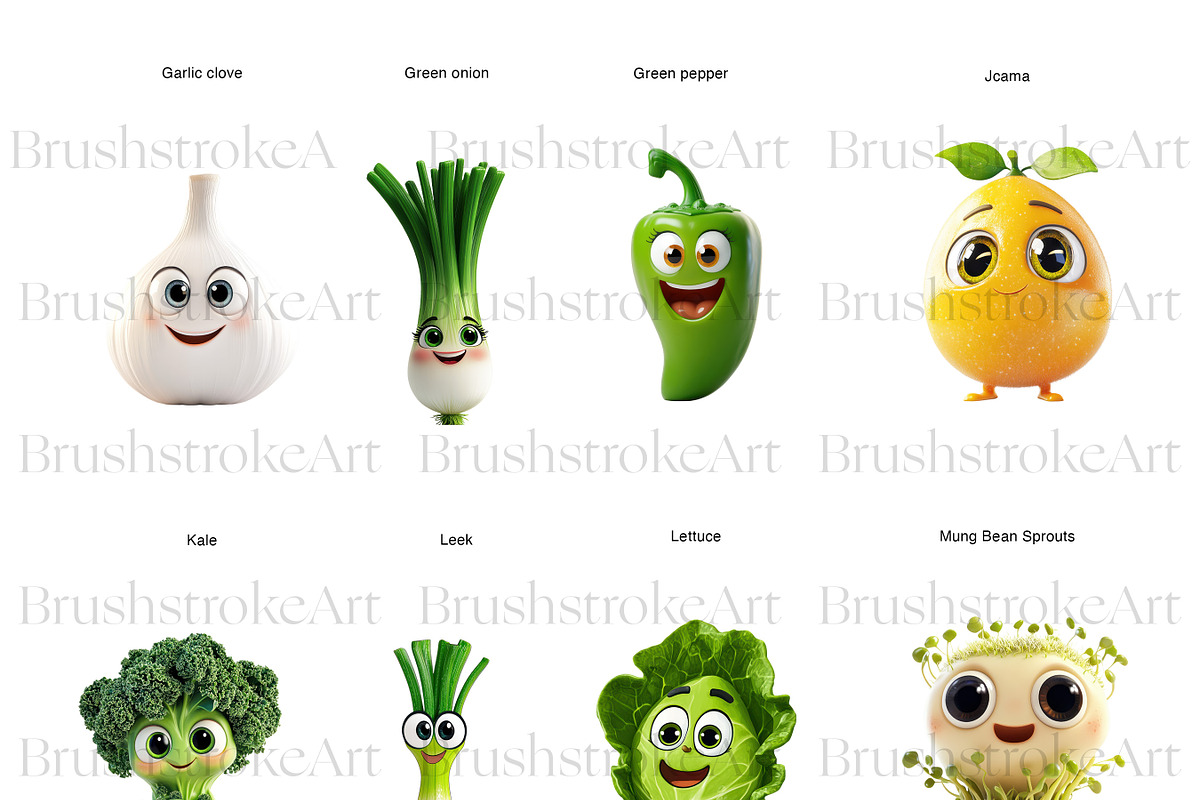Cute Vegetables Clipart, Cute Carrot, a Food Illustration by BrushstrokeArtGB (Photo 6 of 9)