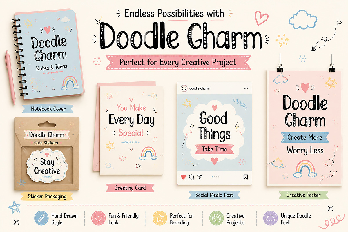 Doodle Charm – Handwritten Font, a Handwritten Font by Wow Magic (Photo 2 of 5)