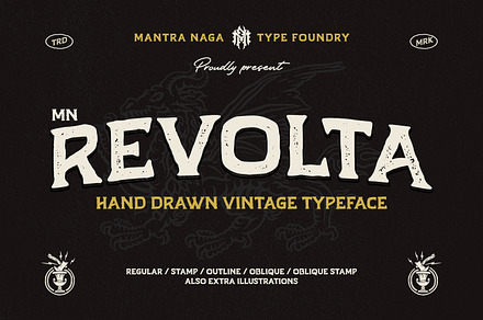 MN Revolta - Hand Drawn Vintage Font, a Serif Font by Mantra Naga