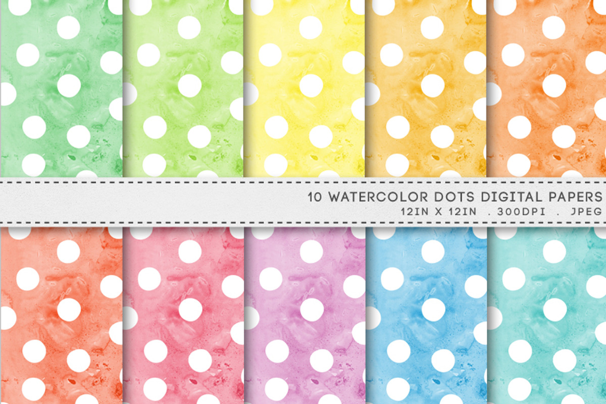 Watercolor Dots Spots Digital Paper, a Pattern Graphic by AzmariDigitals (Photo 1 of 3)