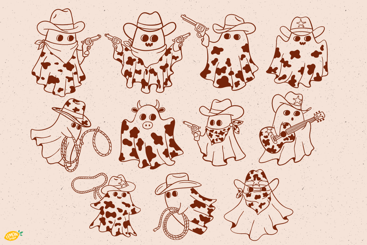 Hand Drawn Western Ghost Clipart, a Seasonal Illustration by LemonDesign (Photo 2 of 3)