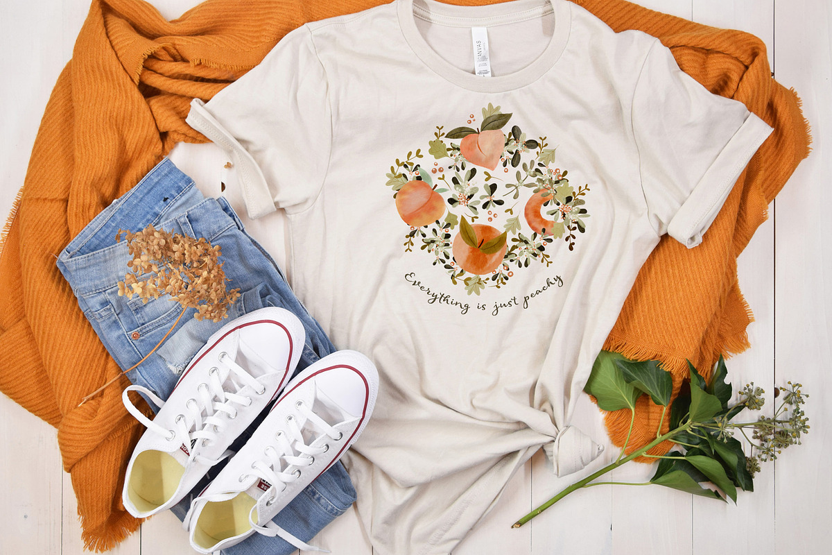 Peaches and Sage watercolor clipart, a Pattern Graphic by Bridgett Stahlman Design (Photo 6 of 9)