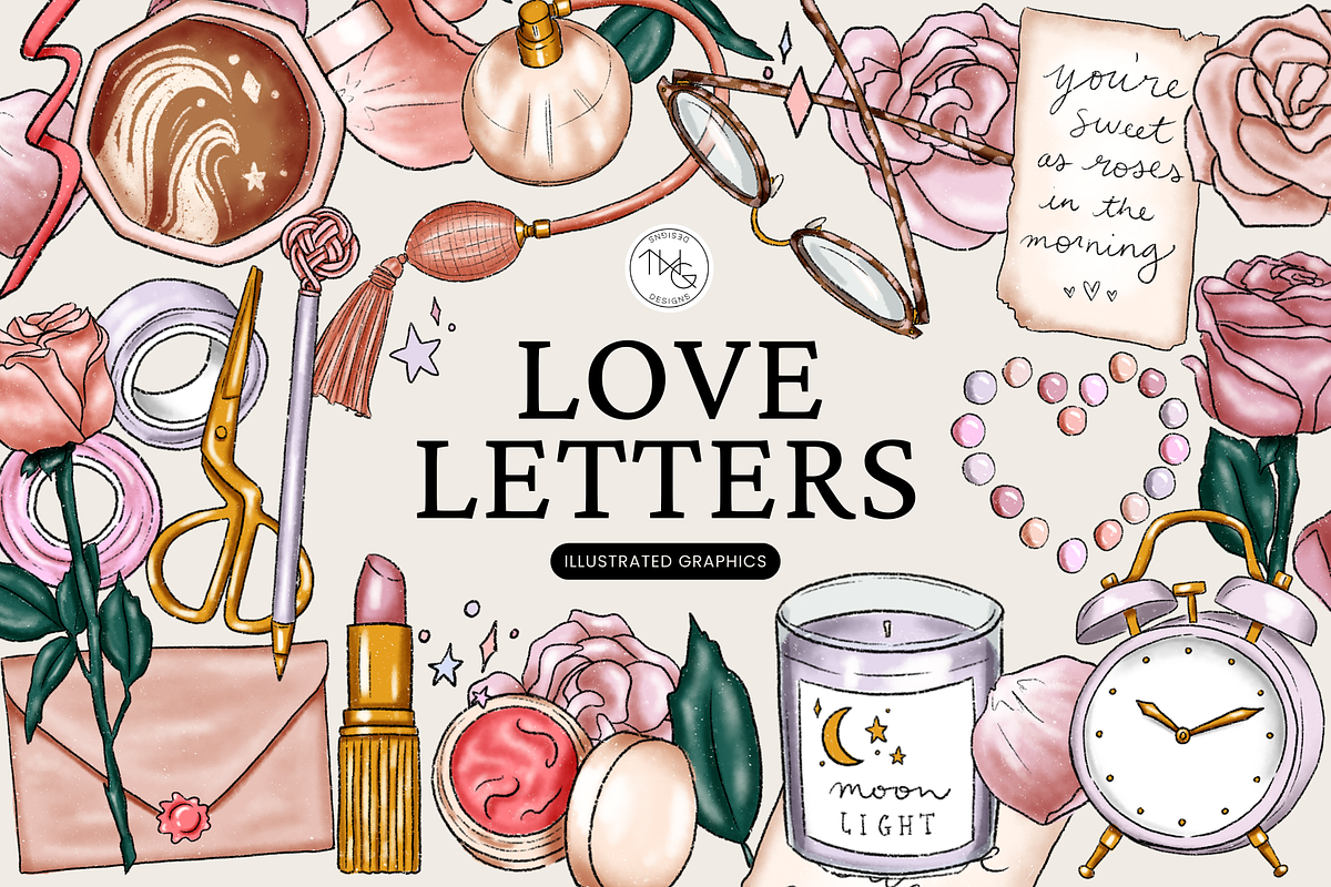 Girly Pink Penpal Clip Art Bundle, an Illustration by TWG Designs (Photo 1 of 3)