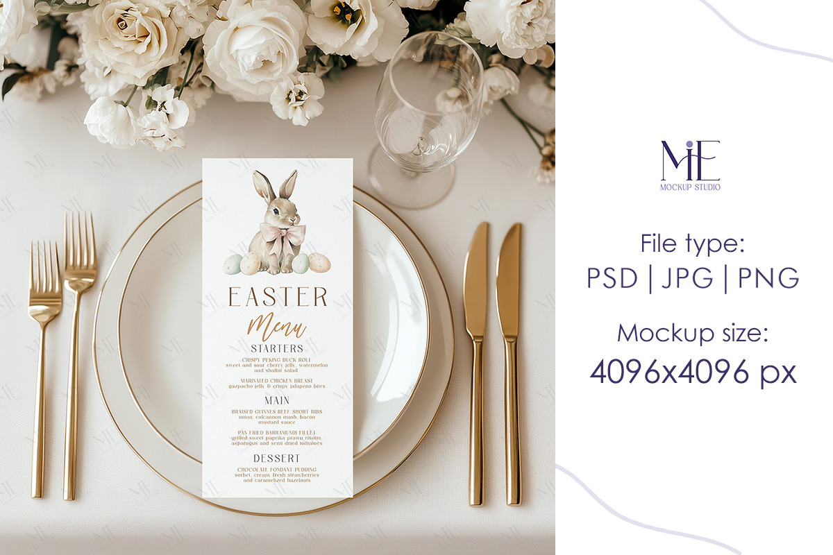 4x9 Menu Card PSD, Wedding Program, a Mockup by Mie Mockup Studio (Photo 5 of 9)