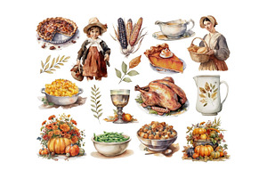 Thanksgiving Pilgrim Clipart Set