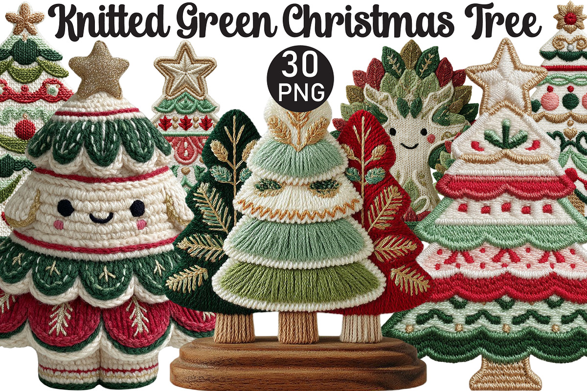 Crochet Christmas Tree Clipart, an Illustration by Black Bird Studio (Photo 1 of 6)