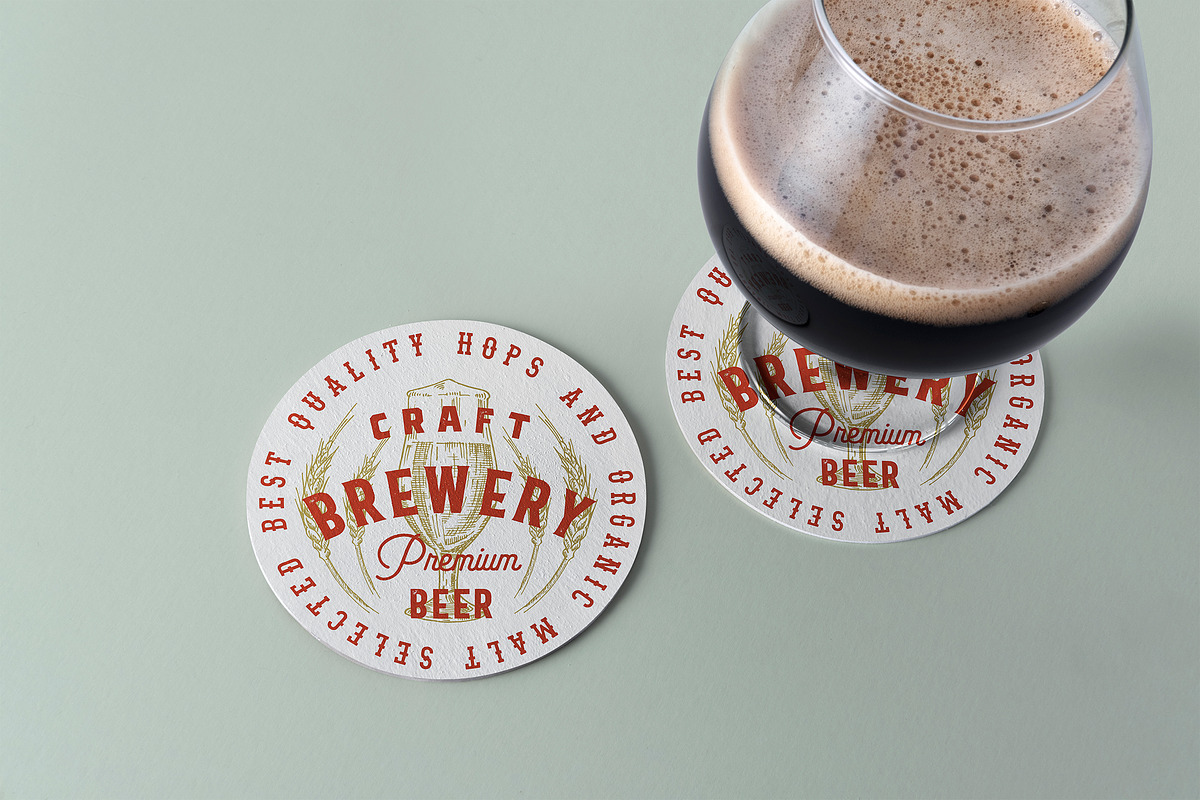 Beer Coaster Mockup, a Cups & Container Mockup by Graphicnugget (Photo 1 of 8)