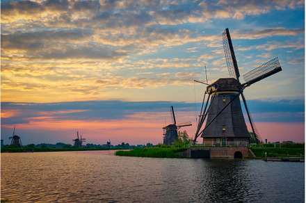 Windmills at Kinderdijk in Holland, an Architecture Photo by f9photos