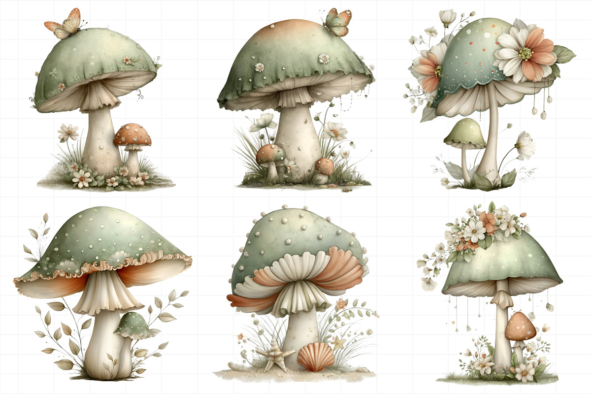 Whimsical Summer Mushroom Clipart, an Illustration by Daily.Designs (Photo 7 of 7)