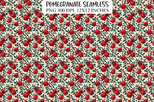 Pomegranate Seamless Patterns, a Texture Illustration by DreamPrint404