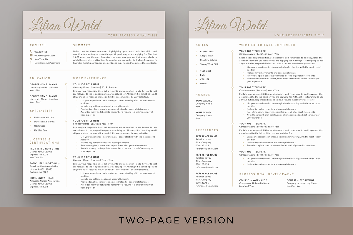 Nurse Resume & Cover Letter - Word, a Resume Template by Resume Bureau (Photo 3 of 6)