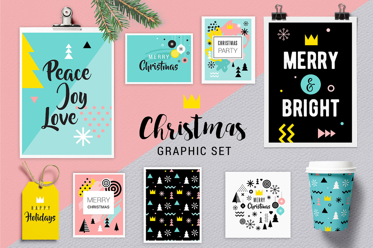 Geometric Christmas graphic set, an Illustration by Marish (Photo 1 of 8)