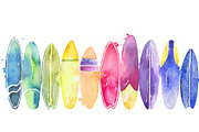 Surfing watercolor clipart set, an Illustration by Vivitta (Thumbnail 5 of 9)