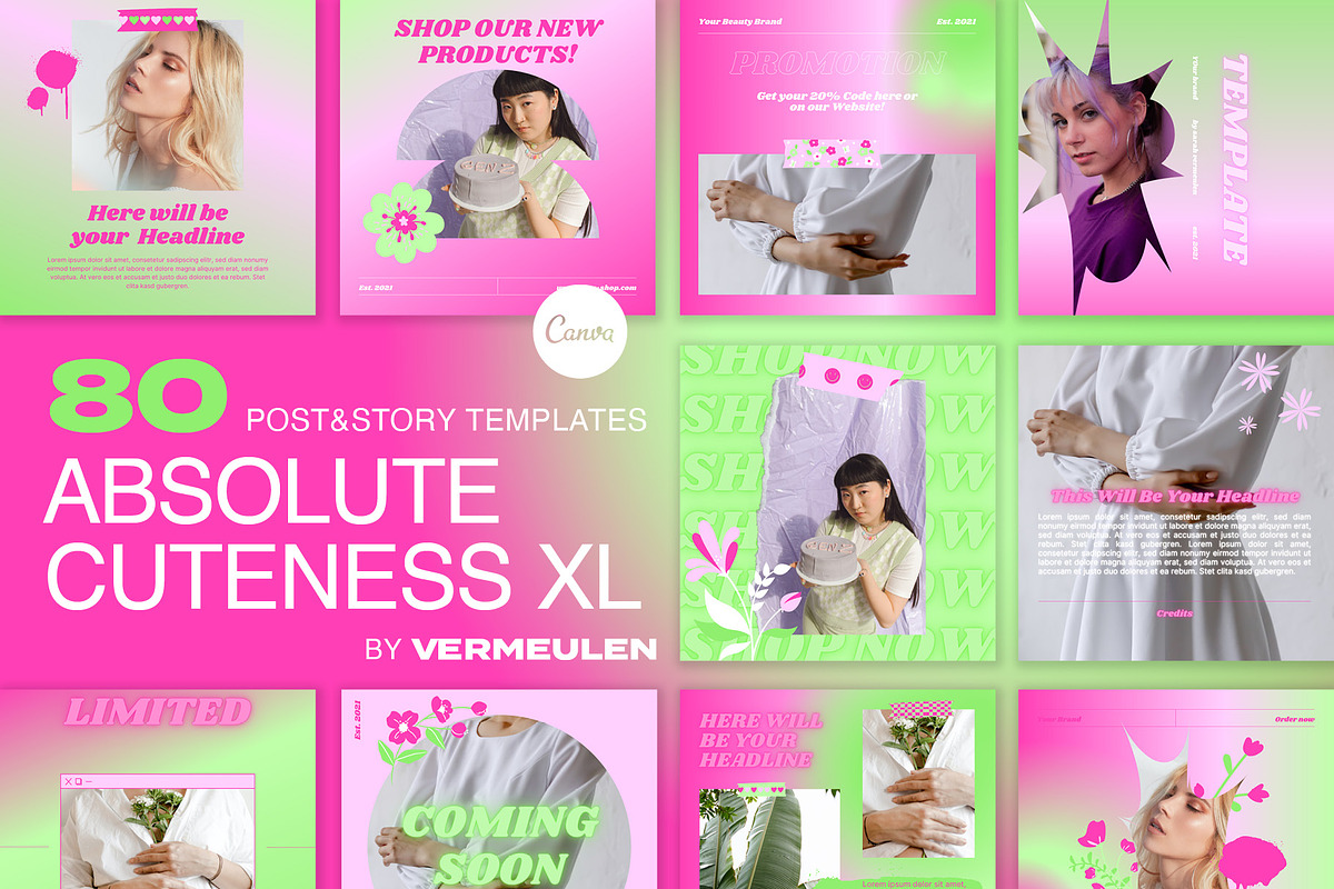 Instagram Social Media CANVA Cute, a Social Media Template by Vermeulen Design Studio (Photo 1 of 6)