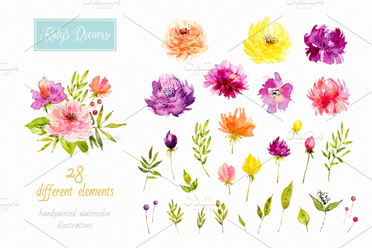 Spring flowers. Watercolor., a Decorative Illustration by Ekaterina Mikheeva (Photo 3 of 8)