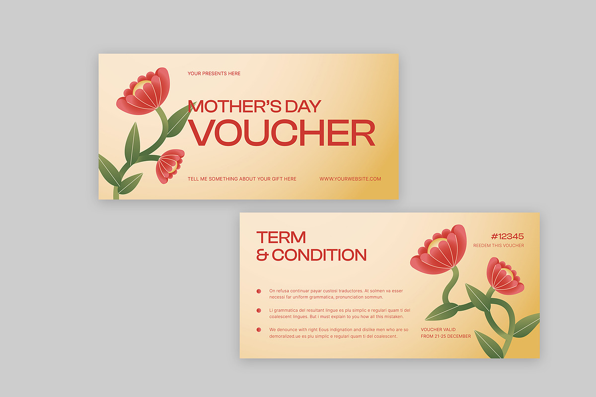 Floral Mothers Day Voucher, a Card Template by Neermana (Photo 3 of 4)