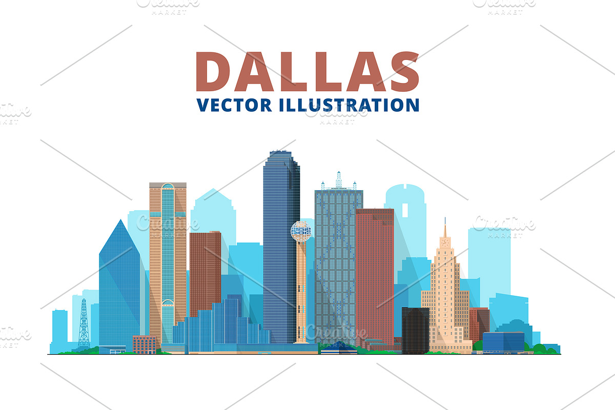 Dallas Texas skyline illustration, an Illustration by Sky and glass (Photo 3 of 6)