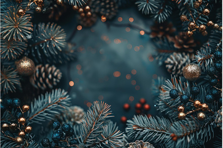 Festive holiday wreath with blue and, a Holiday Photo by Ylivdesign