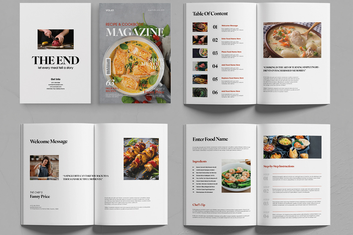 Modern Cookbook Magazine Layout