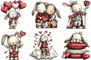 Whimsical Valentine Bunny Clipart, an Animal Illustration by Black Bird Studio (Thumbnail 4 of 6)