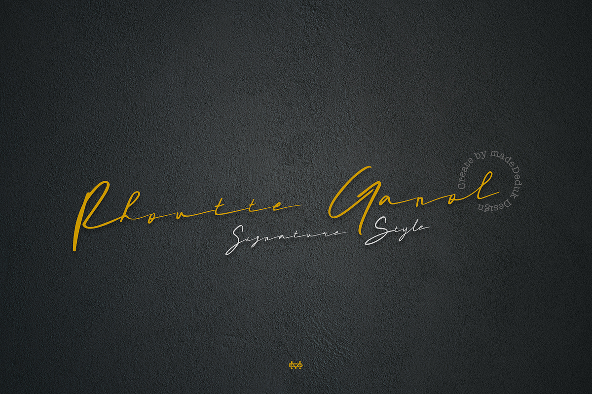 Rhoutte Ganol Signature, a Handwritten Font by madeDeduk (Photo 1 of 10)