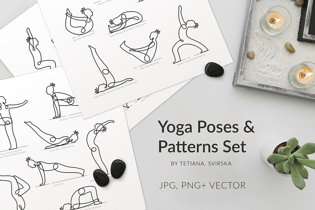 Yoga Poses Linear Hand Drawn Set, a Healthcare Illustration by tetiana.svirska (Photo 1 of 10)