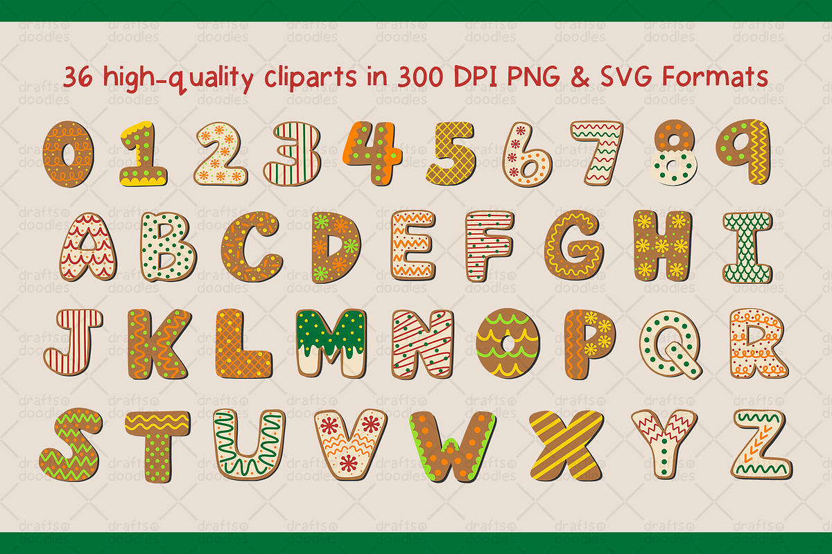 Gingerbread Cookie Letters & Numbers, an Object Graphic by Drafts n Doodles (Photo 2 of 3)