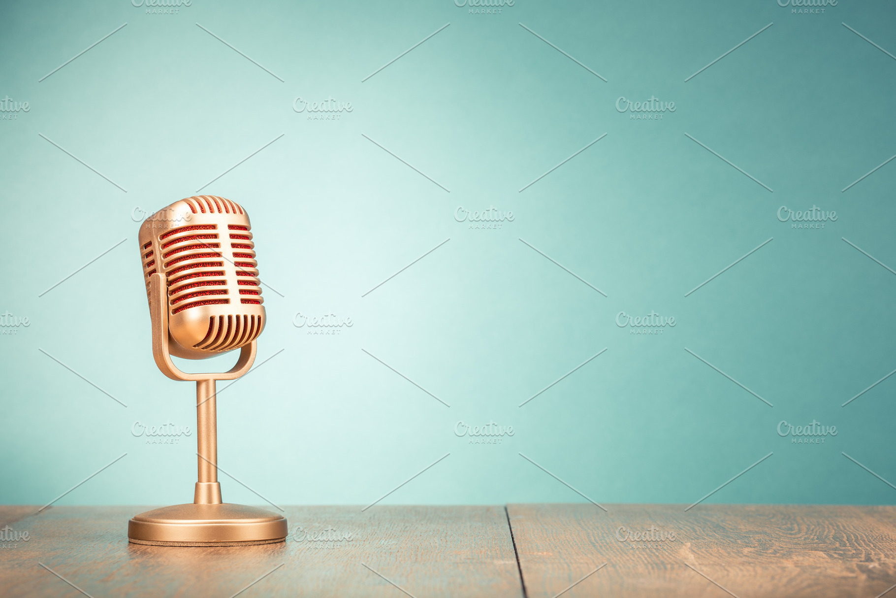 Golden microphone, a Technology Photo by BrAt82