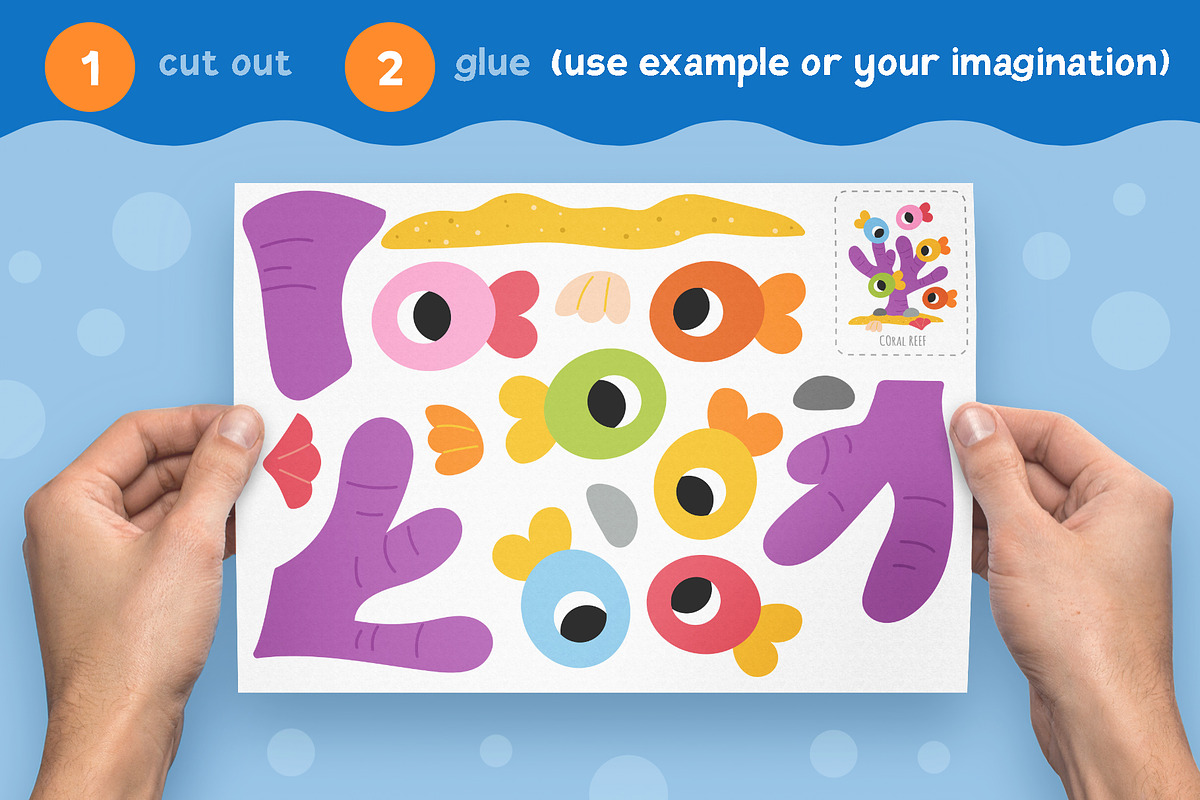 Cut and Glue Sea Animals for Kids, an Education Illustration by Ksenya Savva (Photo 3 of 6)