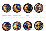 Mystical Moon Clipart, Celestial Sun, a Decorative Illustration by BrushstrokeArtGB (Thumbnail 3 of 9)