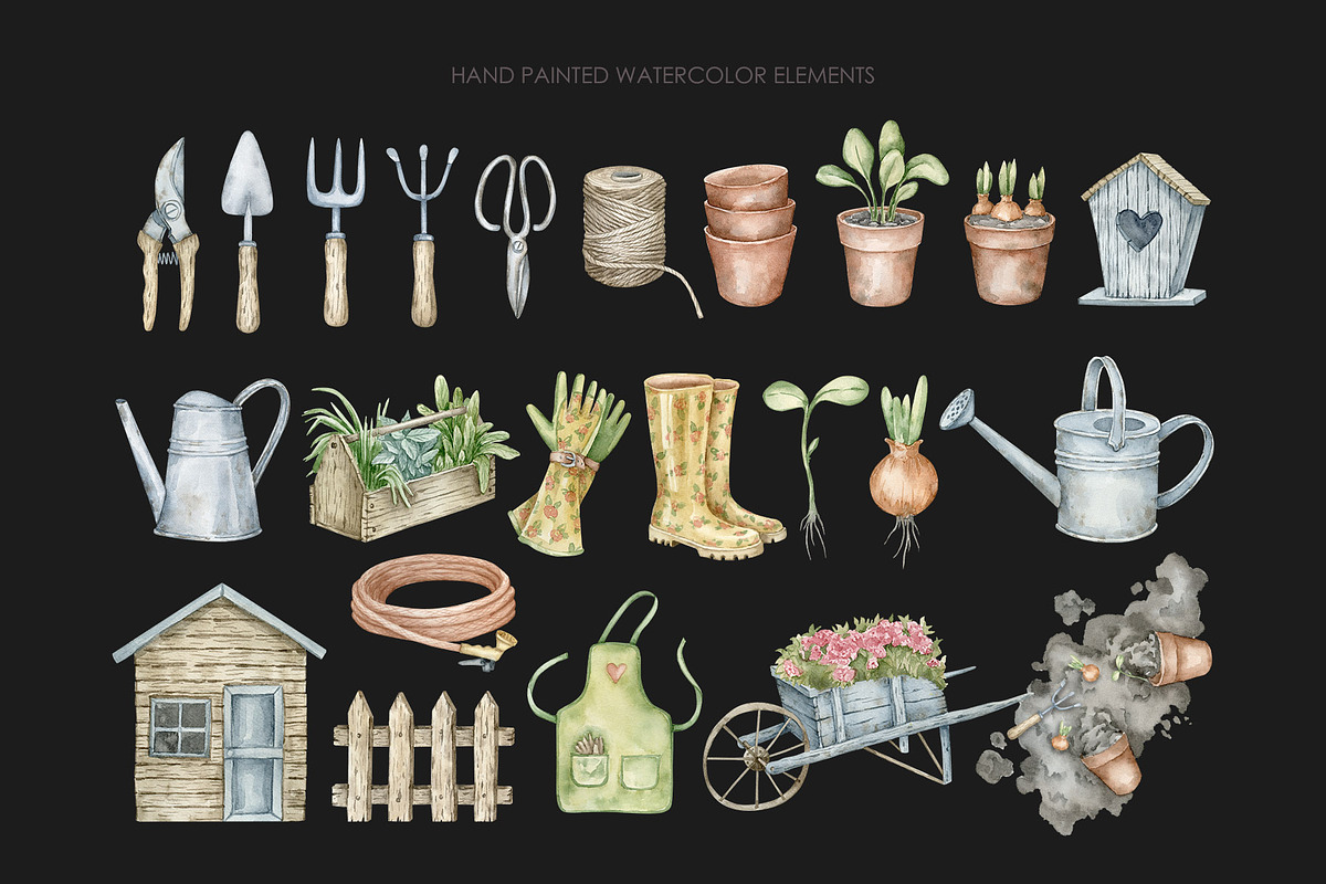 Watercolor gardening clipart, an Illustration by AquarelleSpace (Photo 3 of 4)