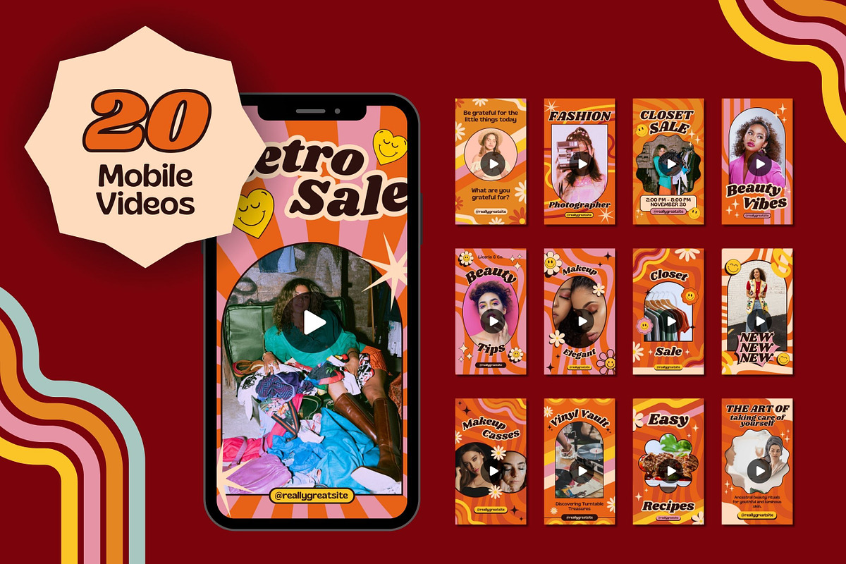 570 Retro Templates Canva Editable, a Design Template by TemplateCastleStore (Photo 6 of 10)