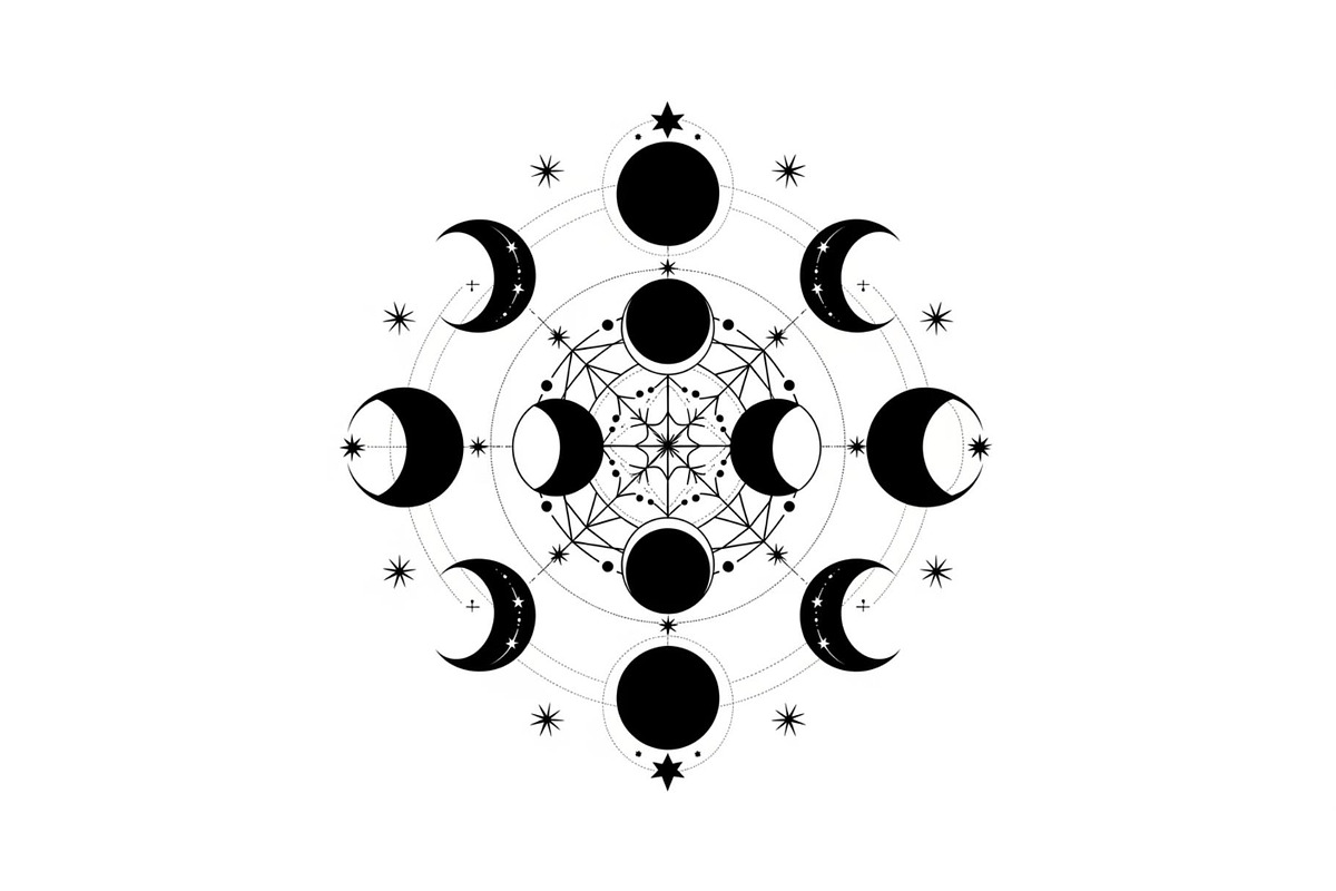 Moon Phase Mandala SVG Bundle, an Illustration by yasushie (Photo 3 of 31)