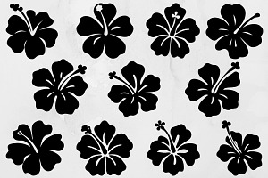 Hibiscus Flower Silhouette SVG, a Decorative Illustration by newminddesign