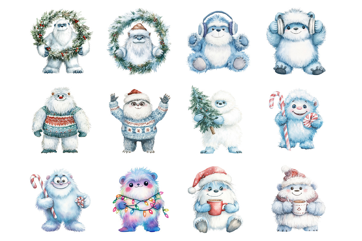 Christmas Cute Yeti Clipart, an Illustration by Design Market (Photo 3 of 3)