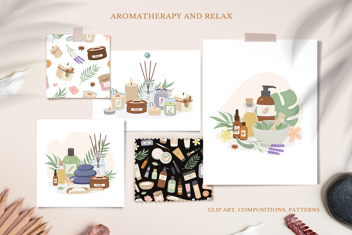 Aroma and beauty vector clipart, a Healthcare Illustration by Nadezhda Mikhailova (Photo 2 of 9)