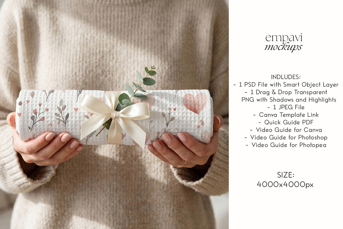 Waffle Towel Mockup, a Household Mockup by EmpaviMockups (Photo 5 of 6)