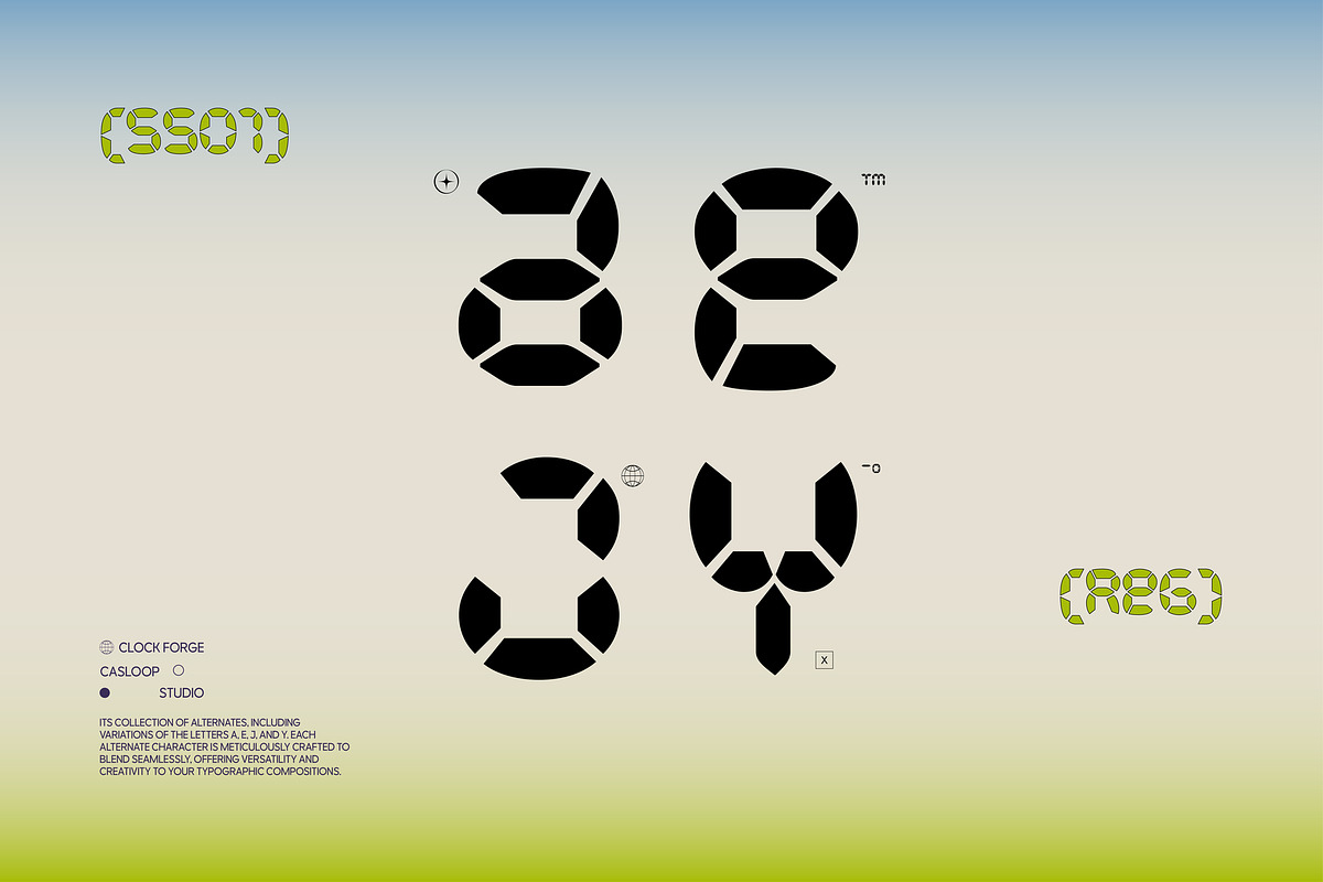 Clock Forge - Speed Meter Font, a Sans Serif Font by Casloop Studio (Photo 5 of 9)