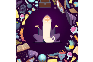 Wizard. magician character sitting, an Illustration by Onyx